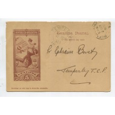 ARGENTINA ENTERO POSTAL GJ TAR-43-I TARJETA POSTAL CON ILUSTRACION AL DORSO USADO U$ 10